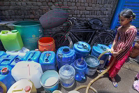 Drinking water collecting from a tanker